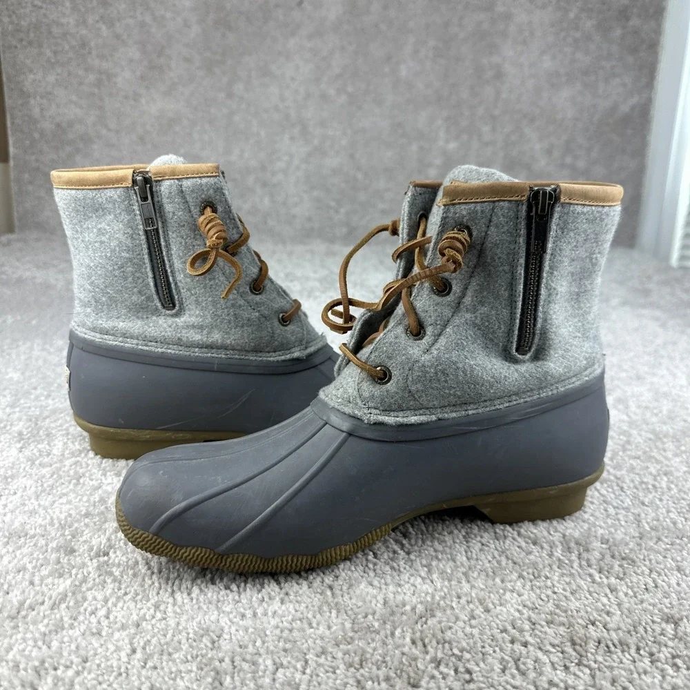 Sperry Duck Boots STS82475 Womens 10 Grey Wool Zip Lined Winter Rain‎ Snow Boots